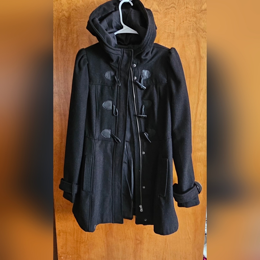Aeropostale Black Toggle Trench Coat